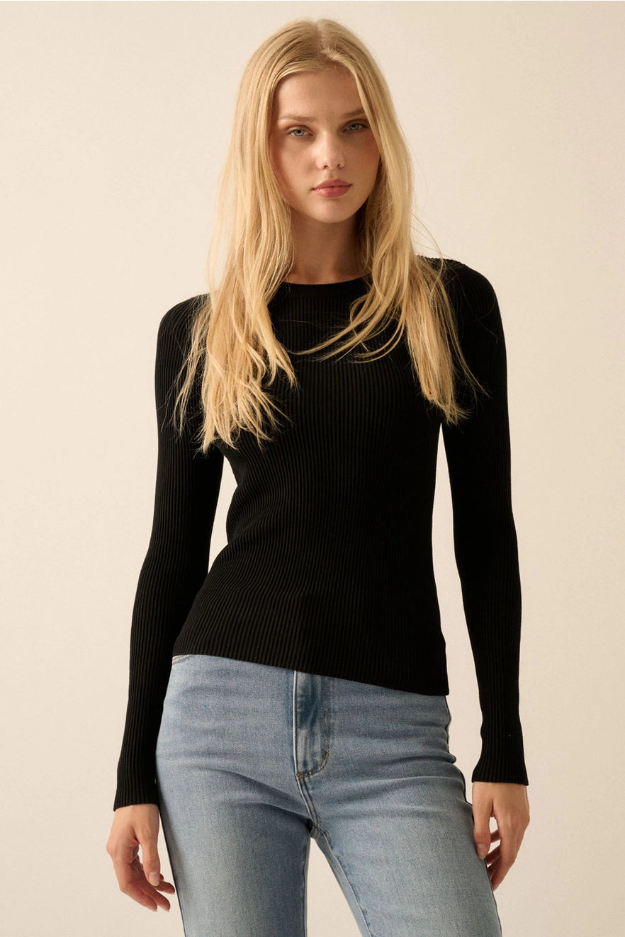 Work From Clothes, Shaper Fit Solid Rib-Knit Top by Promesa USA