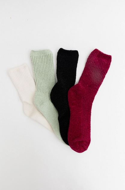 Work From Clothes, Cozy Ribbed Crew Socks by Leto Accessories